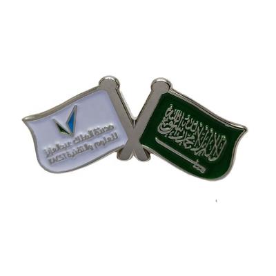 China Crossed Flag Pin Europe Saudi Arabia National Day Badge for sale