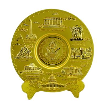 China Custom Europe Metal Embossed Logo Enamel Tourist Souvenir Award Plate for sale