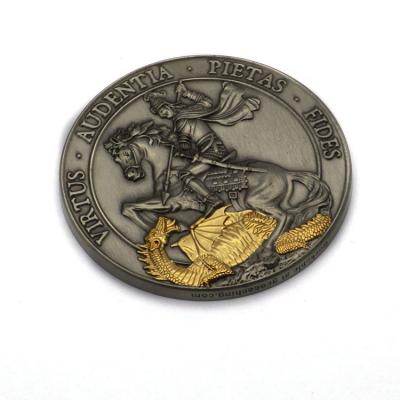 China Custom Tone Plated Knights Challenge 3D Metal Two Coins from Europe for sale