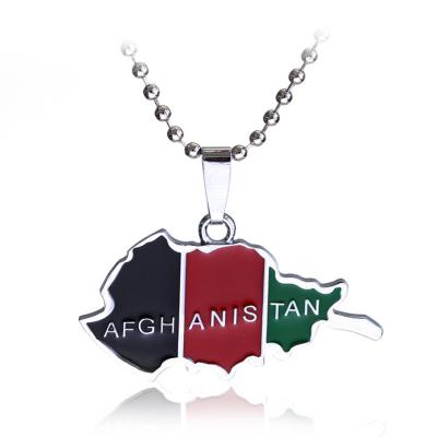 China Cute Custom Color Afghanistan City Flag Map Necklace for sale