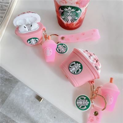 China For New Pink Hotsale Coffee Cup Design Earbuds Earphone Cases With Pendant For Airpods Pro Girls Cute Style Silicone Covers For Airpods 1/2 for sale