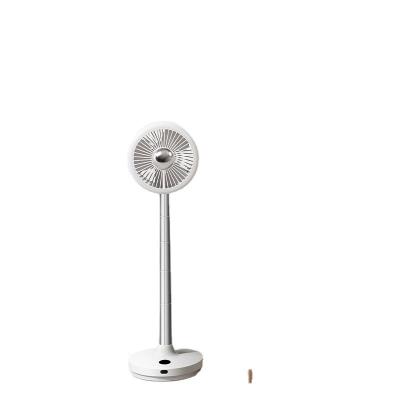 China No Stand Fan with LED Light Folding Floor Desk Portable Telescopic Fan with 6000mAh Rechargeable Battery 7 Speeds Air Cooler for sale