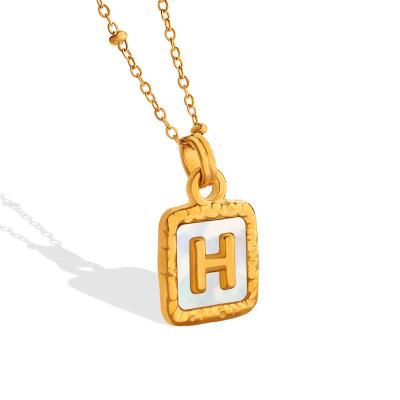 China And Fashionable Best Selling Light Luxury Design TRENDY Personalized Natural White Soft Gold Plated Seashells Letter H Necklace for sale