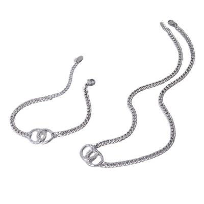 China 2021 Designer Women Jewelry Stainless Steel Wholesale Hot Selling Trendy Simple Chain Necklace Bracelet Set for sale