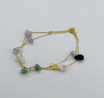 China 2021 Casual/Sporting Colorful Natural Stone High Quality Crystal Bracelet Charm Bracelet Adjustable Length for sale