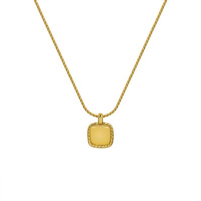 China Wholesale Trendy Fashion Square Jewelry Women Titanium Steel Unique 18k Gold Plated Pendant Necklace for sale