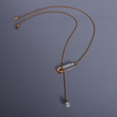 China 2021 Fashion TRENDY French Style Clavicle Tassel Beaded Personalized Pendant Chain 18k Gold Plated Long Pearl Necklace for sale