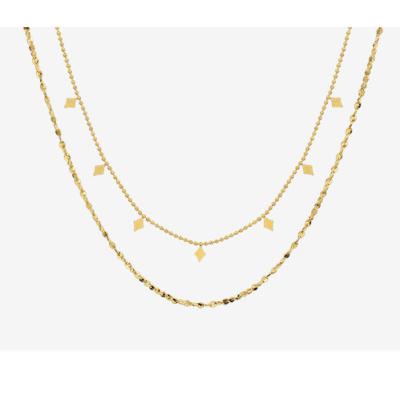 China 2022 Fashion Trendy New Fashion Titanium Steel Luxury Double Layered Chocker Necklace Chain For Women for sale