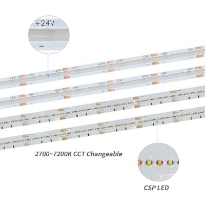 China Residential Dotless Dimming COB LED Strip Light CSP 90 COB LED Strip 12v 24v Milky Light COB Led Strip Light Waterproof for sale