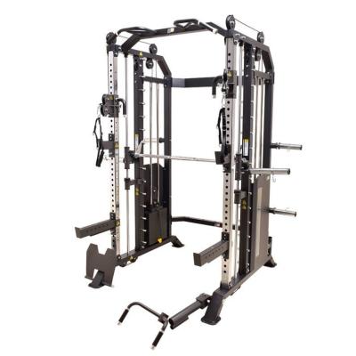 China Entrenador de gimnasia integrado Power Rack Fitness Rack en gris plateado para entrenamiento todo en uno en venta