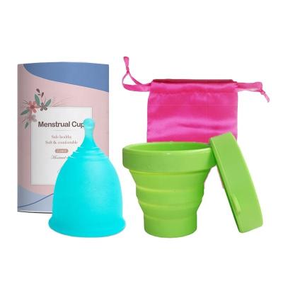 China Hot Selling Eco - Friendly Silicone Collapsible Sterilizer Cups With Menstrual Cup Set for sale