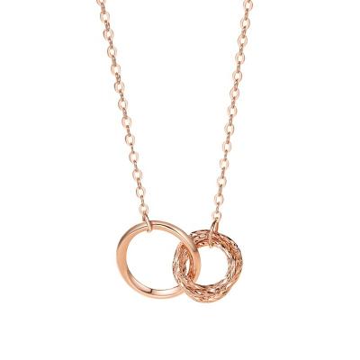 China CLASSIC S925 Sterling Silver Geometric Double Ring Necklace Chain for sale