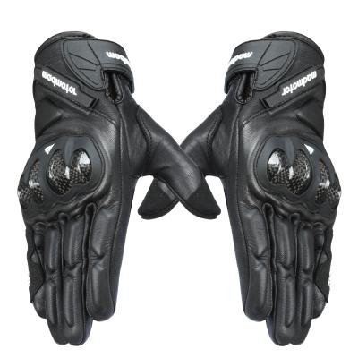 China New Design Leather Motorcycle Manufacturer Full Finger MADBIKE Black Genuine Sheepskin Gloves MAD-70 for sale