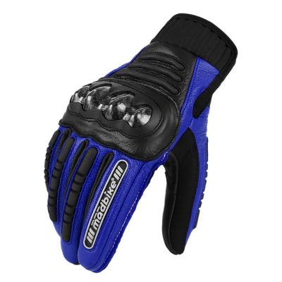 China Full finger motorcycle leather gloves polyester nylon carbon shellTeam glove men summer black racing white winter MADBIKE MAD-53 for sale