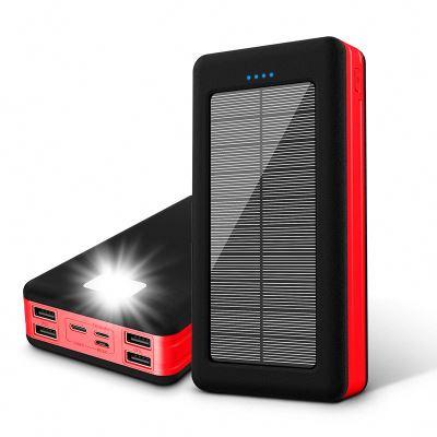 China Outdoor Portable Top Selling 30000mAh Amazon Support Charging Laptop Notebook Solar Power Bank With LED Light for sale