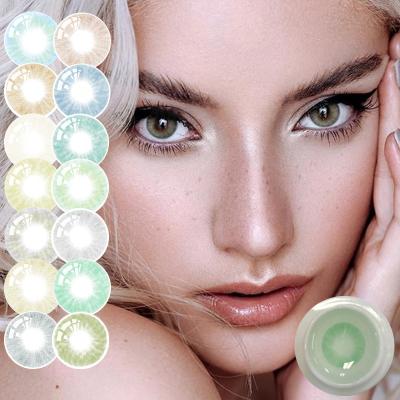 China Super natural popular drak blue green brown color eye clear toric contact lens from China cosmetic manufacture for sale