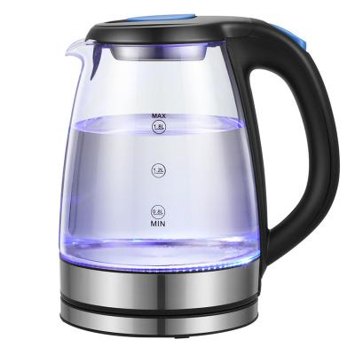 China Home Office 360 ​​Degree Rotating Base Appliances Portable Electric Kettle With Led Heating Glass Water Pot Kettle for sale