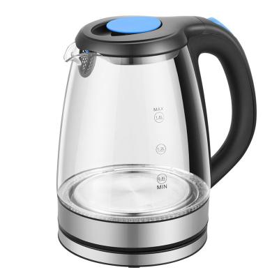 China 360 Degree Rotation Base Quickly Heating Electric Water Kettle With Blue Led Glass Ring Hot Water Boiler Coffee Electric Glass Kettle for sale