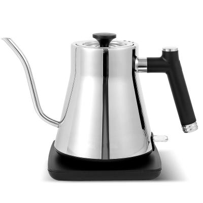 China 360 Degree Rotation Base Sliver Polished Stainless Steel High Speed ​​Hot Water Boiling Kettle Pour-over Coffee Tea Gooseneck Electric Kettle for sale