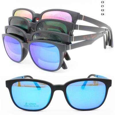 China Prescription lenses with sunglasses lens model 009 ULTEM clip on sunglasses walkers form optical glass frame with magnetic removeable polarized lenses for sale