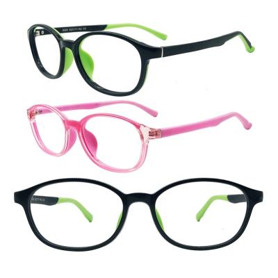 China Bendable and Durable Drop Ship TR90 Combined Silicone Bendable Dual Colors Durable Unique Oval Glasses Frame for Girl 8925 for sale