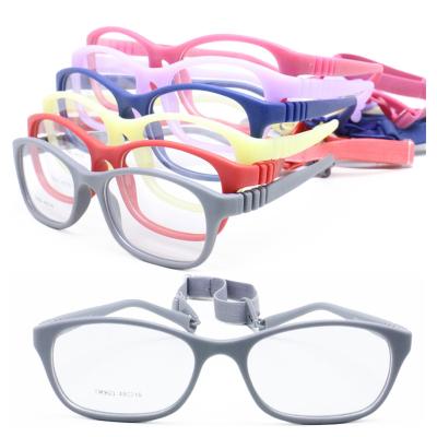 China Optical frame with clip on TR90 optical frame elastic high quality single frame strap flexible unhinged temple including adjustable strap for child for sale