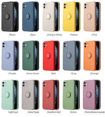 China Shockproof Liquid Silicone Finger Ring Stand Magnetic Holder Case For iPhone 14 13 12 11 Pro Max Mini XR XS 7 Max 8 Plus Case for sale