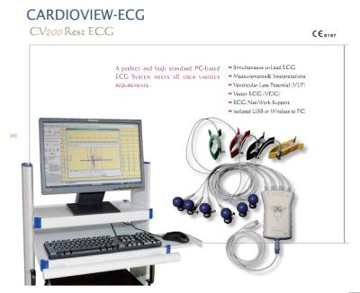 China Digital EKG 12 Channel ECG Machine Automatic Monitor Analysis For Windows for sale