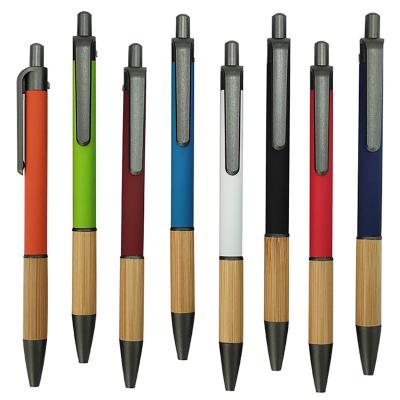 China Normal Personalized Custom Logo Printed Bamboo Handle Metal Eco-Friendly Wooden Ballpoint Pen for sale