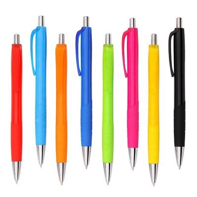 China Customized wholesale logo solid colorful plastic ballpoint pen normal refill for advertising gift for sale