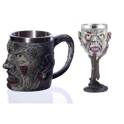 China Viable Creative Personality Resin Stainless Steel Cup Goblet Glass Wine 200ml for sale