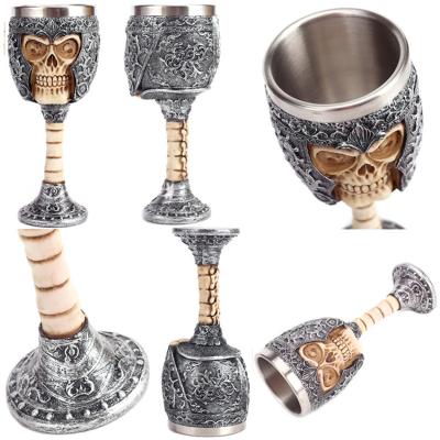 China Resin Stainless Steel Skull Viable Creative Bar Goblet Special Personality 3D Wine Glass for sale