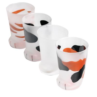 China Milk Cat Foot Cup Wholesale Creative Frosted Cute Children's Breakfast Stocked Cat Claw Glass Water Cup for sale