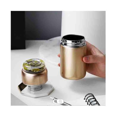 China Sustainable Double Wall Stainless Steel Tea And Water Separator Bottle With Tea Infuser Tumbler for sale