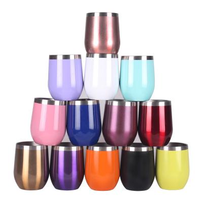 China Best Selling Viable 12oz Glossy Paint Tumbler Wine Mug Double-Layer Stainless Steel Vacuum U-Cup for sale