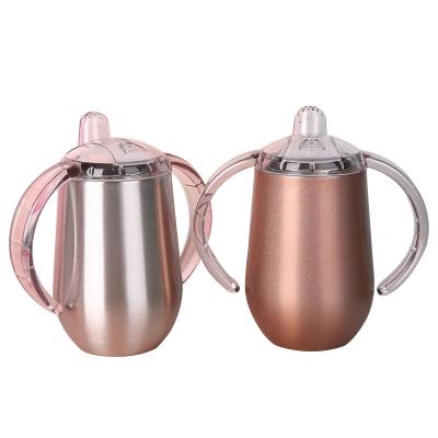 China 10 oz Stainless Steel Double Handle Viable Insulated Milk Tumblers for Kids Sippy Tumbler Cups with Lids for sale