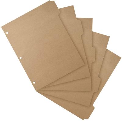 China Letter Paper Size 3 Ring Binder Dividers with 1/5 Cut Tab Kraft Paper Index Dividers for sale