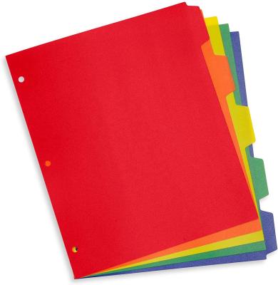 China Plastic PP Letter Size Index Dividers with 5 Tags for 3-Ring Binder for sale