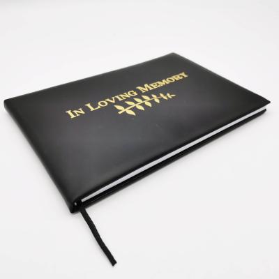 China High Quality Perfect Binding Cover Hardcover Notebook Black Gold Stamp PU Leather Notebook for sale