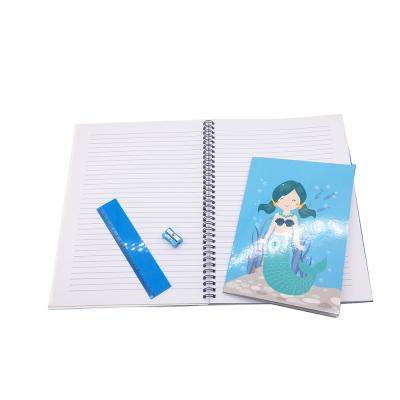 China Beautiful Durable Custom Wholesale Notebook Cardboard Styles Ruler Sharpener School Stationery Set With Notebook for sale