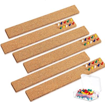 China Multi Purpose DRAWING BOARD Frameless Cork Memo Strips Cork Board Strips Self-Adhesive Cork Bulletin Bar Strips with Drawing Pins for sale