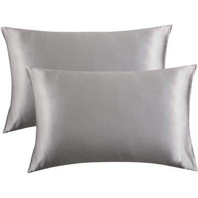 China High Quality Anti-Static Silver Gray Pillowcase Sleeping Polyester Satin Pillow Case Cover For Bedroom for sale