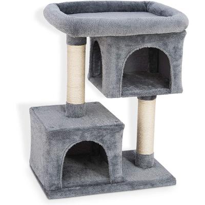 China Large Large Custom Viable Plush Cat House Tree High Quality Sisal Cat Climbing Scratching Post Modern for sale