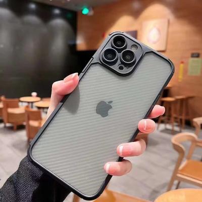 China Wholesale Shockproof Luxury Skin Carbon Fiber Translucent PC For iPhone 13 13pro 13promax 12 12promax 7 8 plus X XR XS 11 pro Max Cover for sale