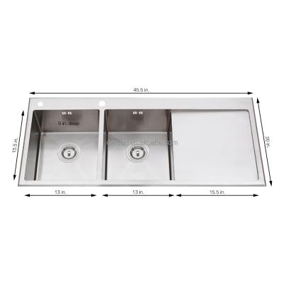 China Without Faucet BEST COUNTERTOP SUPPLIER DOUBLE BASING STAINLESS STEEL COMMERCIAL KITCHEN SINK for sale