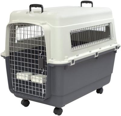 China Breathable Plastic Crates Rolling Plastic Wire Approved Door Stackable Airline Pet Travel Cage for sale