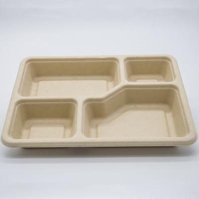 China Environmental Disposable Biodegradable Bamboo Fiber 4 Compartment Tray for sale