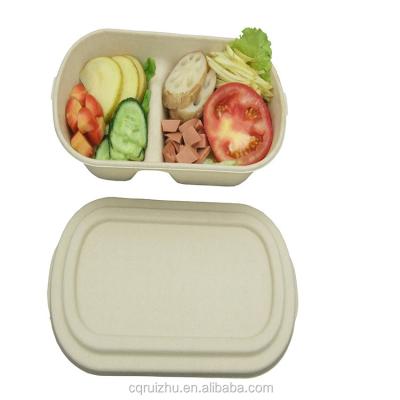 China 2021 Heatable 850ml Customized Disposable Food Container Non Plastic Microwavable Lunch Box With 2 Compartments for sale