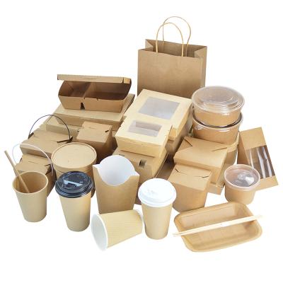 China Disposable Kraft Paper Disposable Heat Resistant Microwavable Take Out Food Container for sale