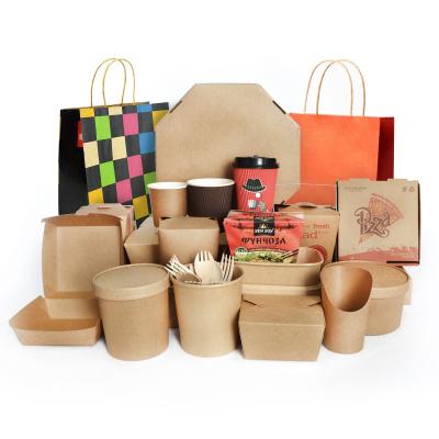 China Disposable Disposable Take Out Kraft Paper Lunch Box For Food Wrapping Paper Food Container Quick Paper Boxes for sale